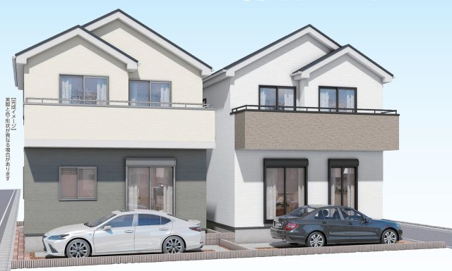 流山市平和台2丁目　新築戸建　全2棟　1号棟の外観パース|平和台駅徒歩5分！スーパーや幼稚園・保育園なども近く生活しやすい環境です