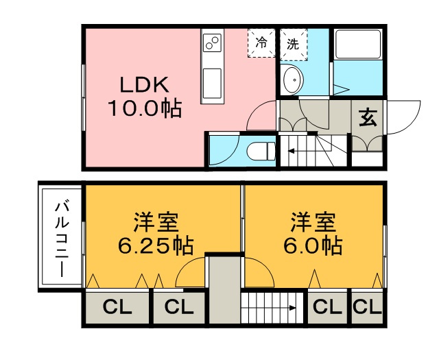 久留米市津福本町のアパートの間取り