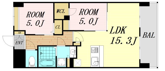 スプランディッド難波WESTⅢ　仲介手数料の間取り