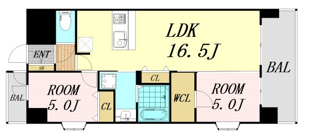 スプランディッド難波WESTⅢ　仲介手数料の間取り