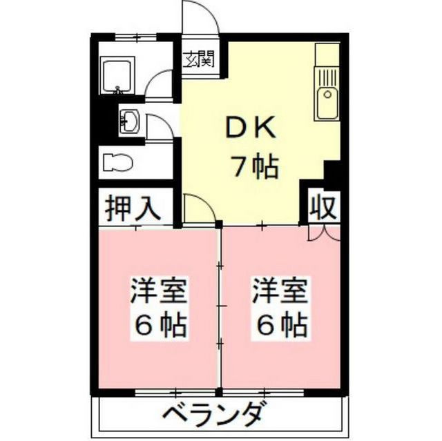 岐阜市茜部新所４丁目のアパートの間取り