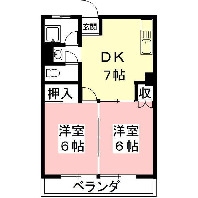 岐阜市茜部新所４丁目のアパートの間取り