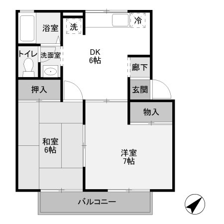 【間取り】 | コーポ七曲りD