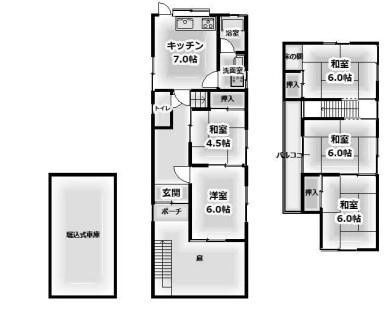 枚方市山之上５丁目の中古一戸建の間取り|5DK
