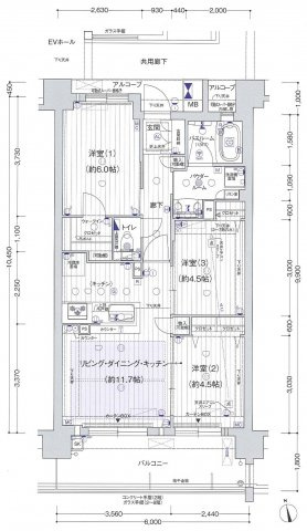 プレサンスロジェ姫路Ⅱの間取り