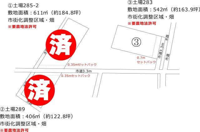 吉川市　土場　売地　全3区画の土地図|土地図です：吉川新築ナビで検索♪