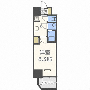 プレサンス谷町九丁目駅前の間取り