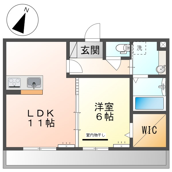 倉敷市田ノ上のアパートの間取り