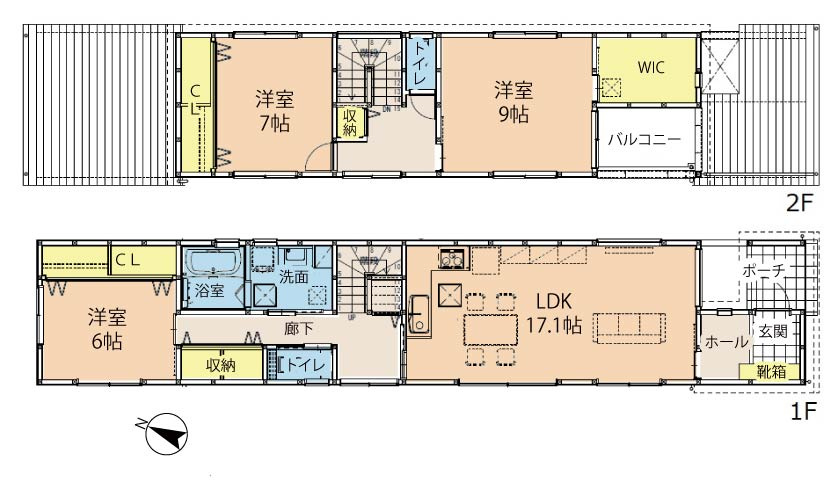 広島市安佐北区落合南３丁目　新築一戸建ての間取り