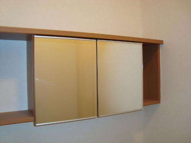 オレンジビレッジの収納|トイレ収納（鏡付）