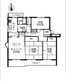 【間取り】 | ビューハイツ鈴が峰６号棟