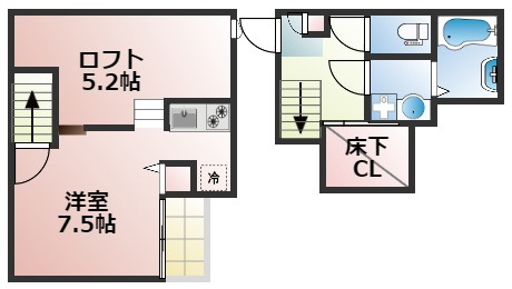 熊本市東区京塚本町のアパートの間取り