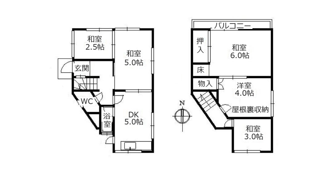 昭栄町　中古一戸建ての間取り|間取り図はいかがですか？ご希望を叶える間取りですか？リビングの広さは？水回りの位置は？カウンターキッチン？など色々な情報が集約されています。弊社ではリフォームなどのご相談も承っております。