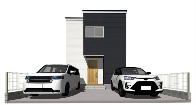介良　新築戸建　西棟の外観パース|西棟　建物面積　90.25㎡