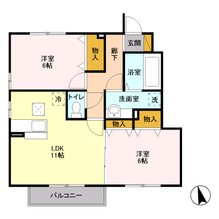 【間取り】 |  パティオ川木谷　Ａ