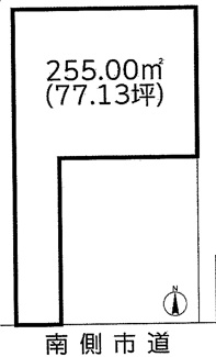 【土地図】 | 木更津市江川　土地　巌根駅 | 敷地77.13坪！！
プライバシーが守られる旗竿地♪
車の音や通行人を気にすることなく静かに暮らせます。
建築条件はありません。
お好みのプランで建築していただけます！
多彩なプランご提案いたします♪