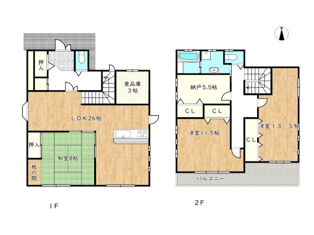 姫路市広畑区小松町1丁目／中古戸建【オーナーチェンジ】の間取り