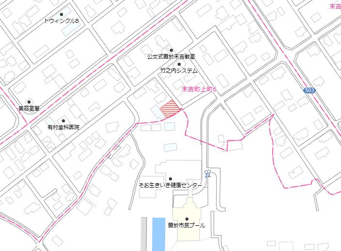 曽於市末吉町上町６丁目の売地の土地図