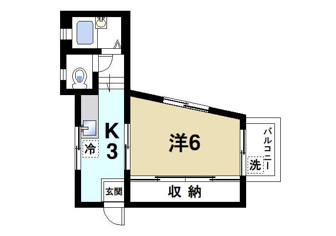平城山partⅥの間取り|1DKです