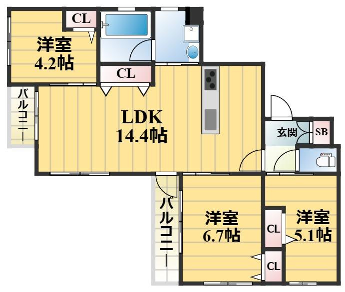 ゼンラフォーレ緑橋Ⅲの間取り