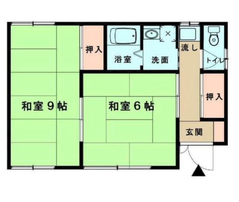 【間取り】 | 中古の戸建2DKは、夫婦2人の生活に必要なスペースを、お手頃な価格で、手に入れることが出来ます。少し広めのダイニングキッチンと２つの区切られた部屋があれば、寝室や書斎など、お部屋の用途が広がります。