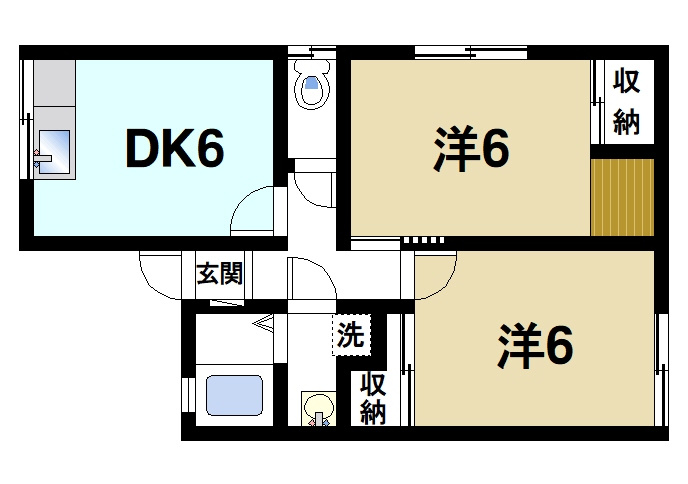 M’S天理田町の間取り|2DKの間取り