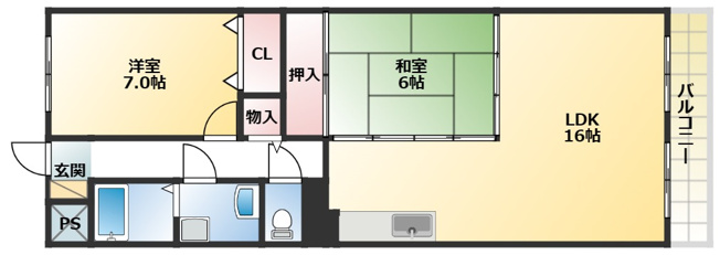 【間取り】 | サンコーポ高槻寿