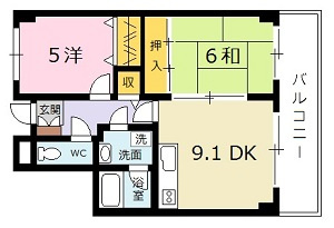 広島市安佐北区口田南８丁目の賃貸マンションの間取り