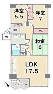 【間取り】 | 嵐山ロイアルハイツ3号棟