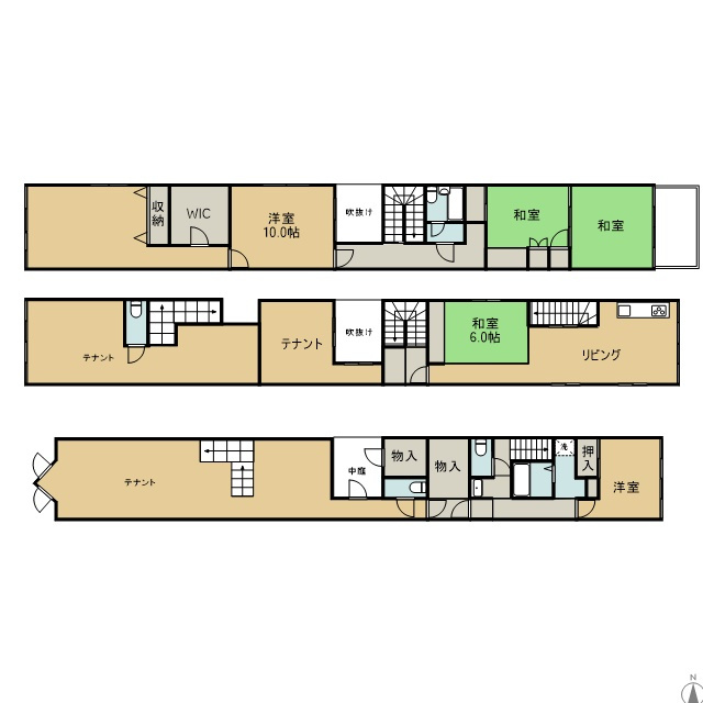 本町一丁目　住宅付き店舗の区画図