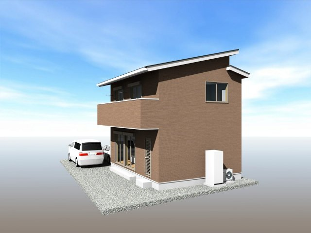 朝倉本町　新築戸建　南号地　太陽光発電5.28kw（全3区画）の完成予想図|南号地　価格　3980万円　建物面積　84.44㎡　（約25.54坪）