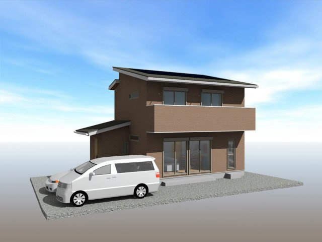 朝倉本町　新築戸建　南号地　太陽光発電5.28kw（全3区画）の完成予想図|3LDK