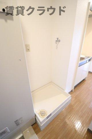 芝コーポ三号館の洗面所|防水パンも付いています！