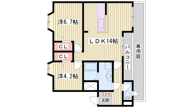 神戸市西区玉津町二ツ屋の賃貸マンションの間取り