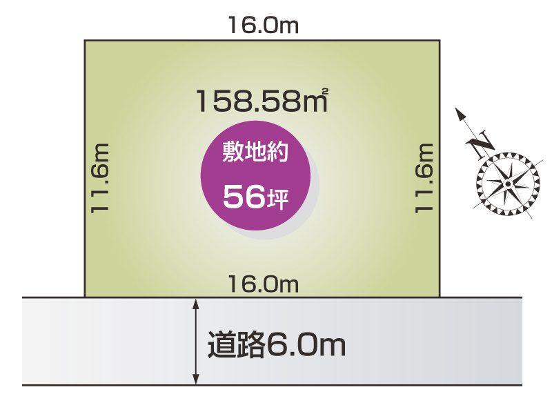 栃木市西方町真名子　土地面積185.58㎡(56.13坪)