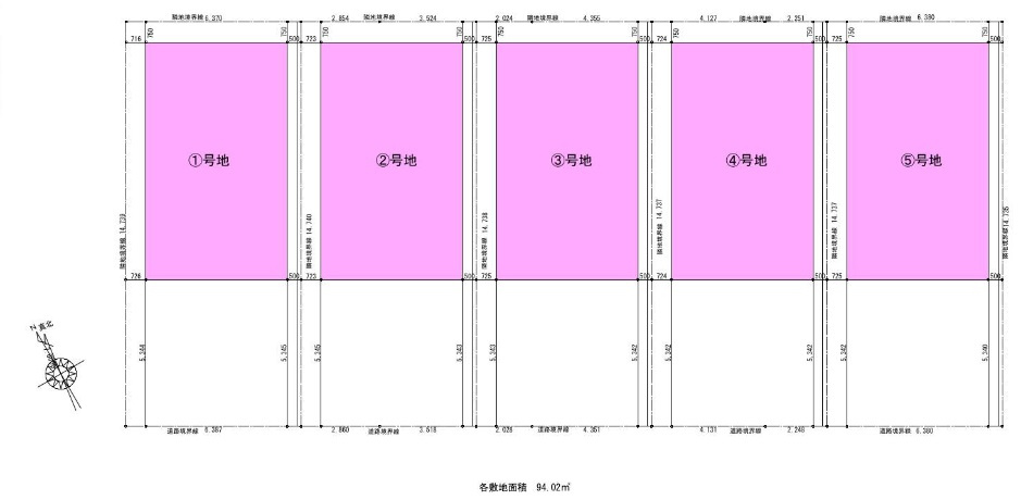 百石町　中古戸建（未入居物件）　2号地（全5棟）の区画図