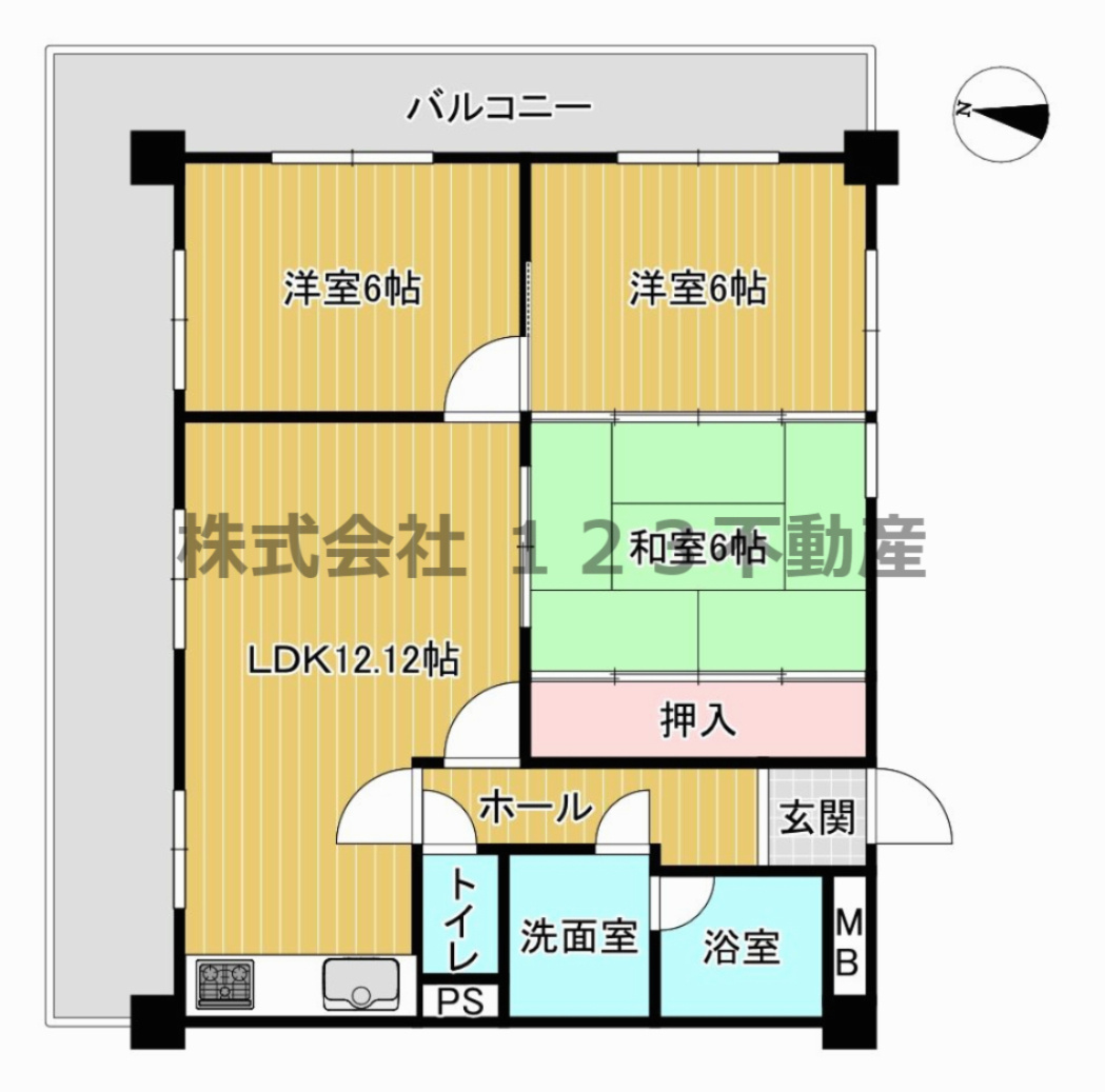 サンハイツ六ツ門　の間取り