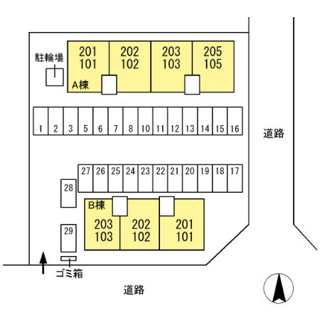 ビューテラス・ユウB棟の区画図