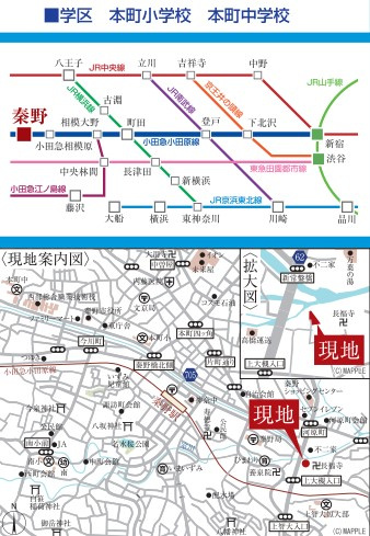秦野市上大槻　新築戸建ての地図