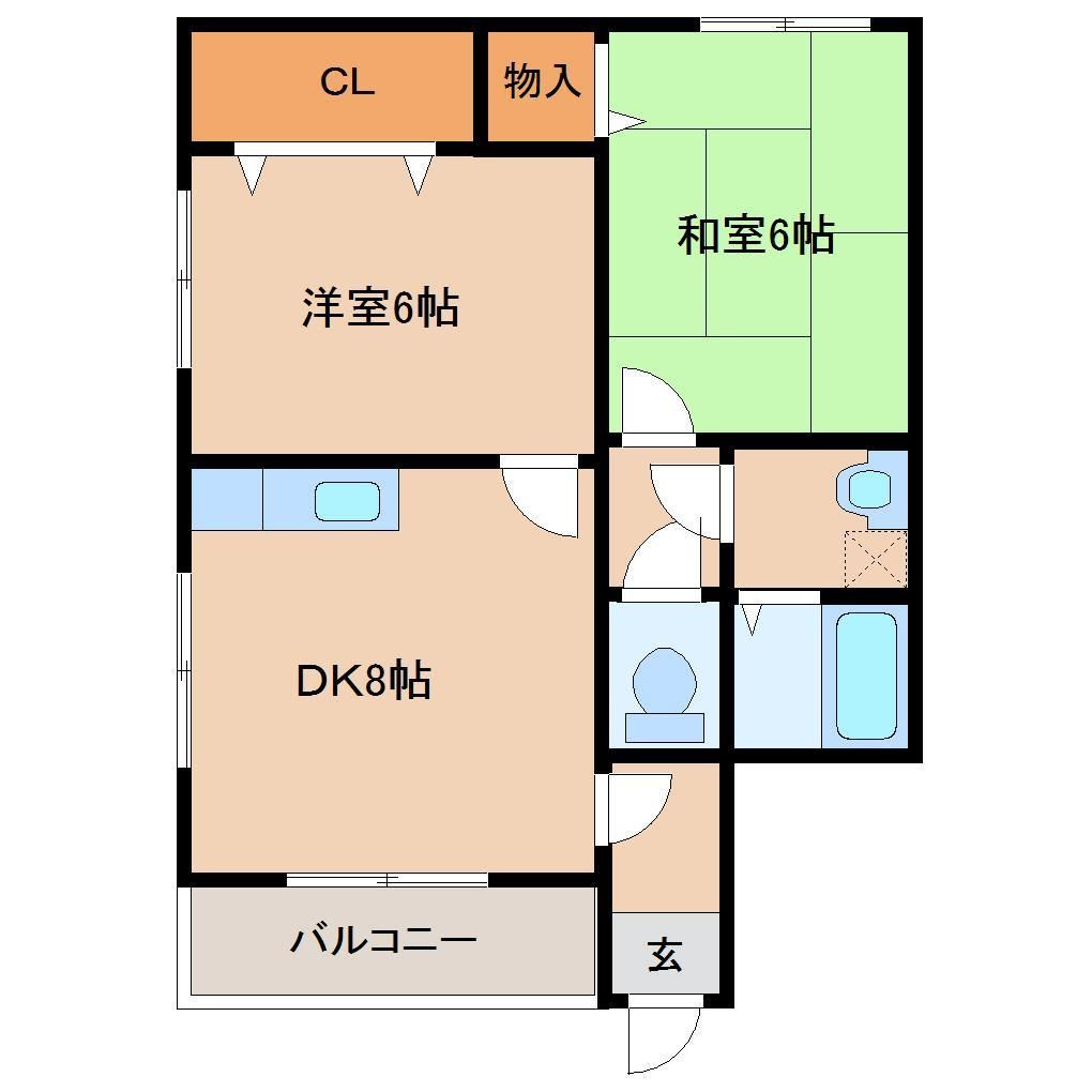 久留米市合川町のアパートの間取り