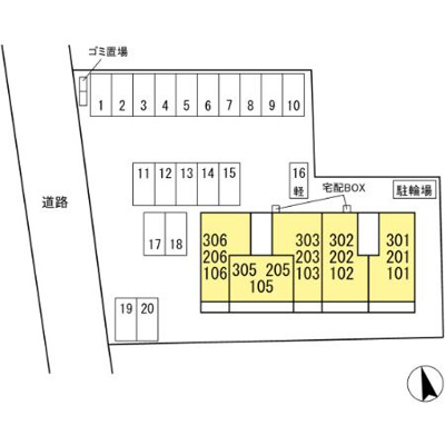 【区画図】 | サニーフラット松江 | 【サニーフラット松江】駐車場配置図