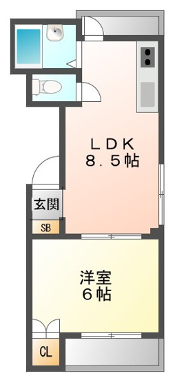 【間取り】 | ココロ戎町 | セパレートの広々１ＬＤＫ♪