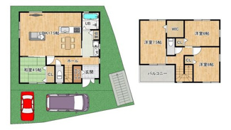 【土地図】 | 【建築プラン例】4LDK(30.99坪)弊社にて建築可能です！
お気軽にお問合せ下さい♪
