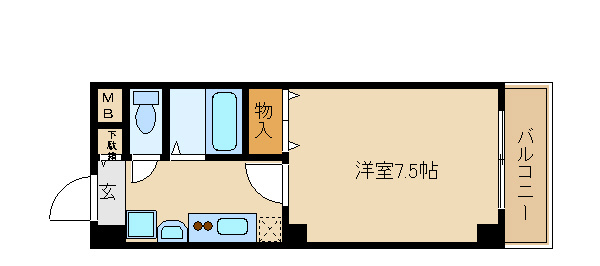【間取り】 | ラ・ヴィスタ板宿 | 7.5帖の広々お部屋♪