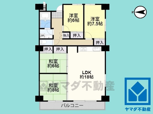 くずはパークハイツ　中古マンションの間取り|南西角部屋。リフォーム歴あり。4階建て3階部分。