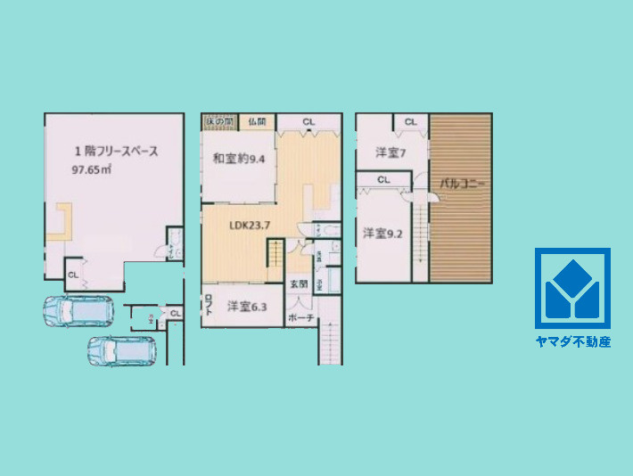 伏見区醍醐高畑町　中古戸建の間取り
