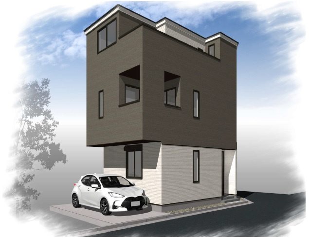 江戸川区大杉５丁目　新築戸建て全１棟の外観パース
