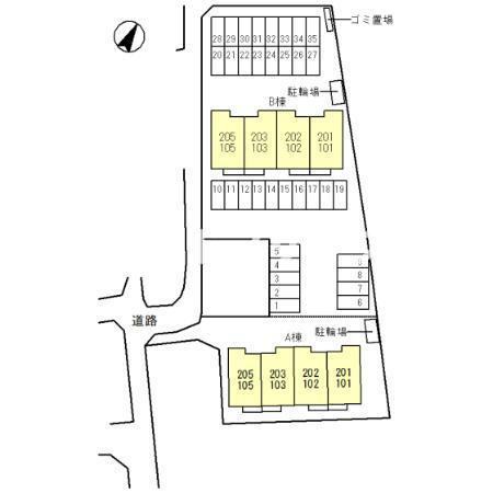 エコンフォート前橋駒形　A棟の区画図|高崎、前橋、伊勢崎エリアのお部屋探しはエンドスケープまで！お客様の理想お聞かせ下さい♪