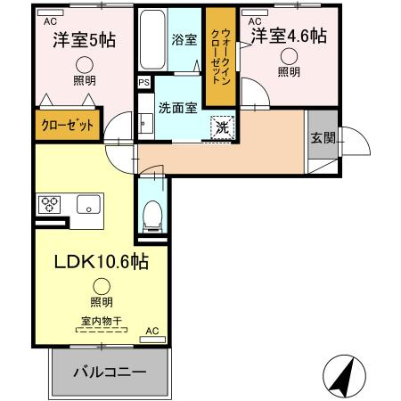 熊本市東区長嶺東４丁目のアパートの間取り