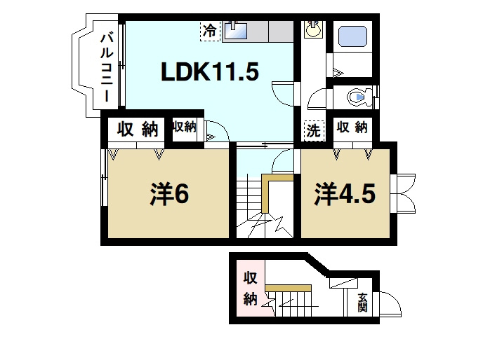 サン・イックスの間取り|2LDKの間取り